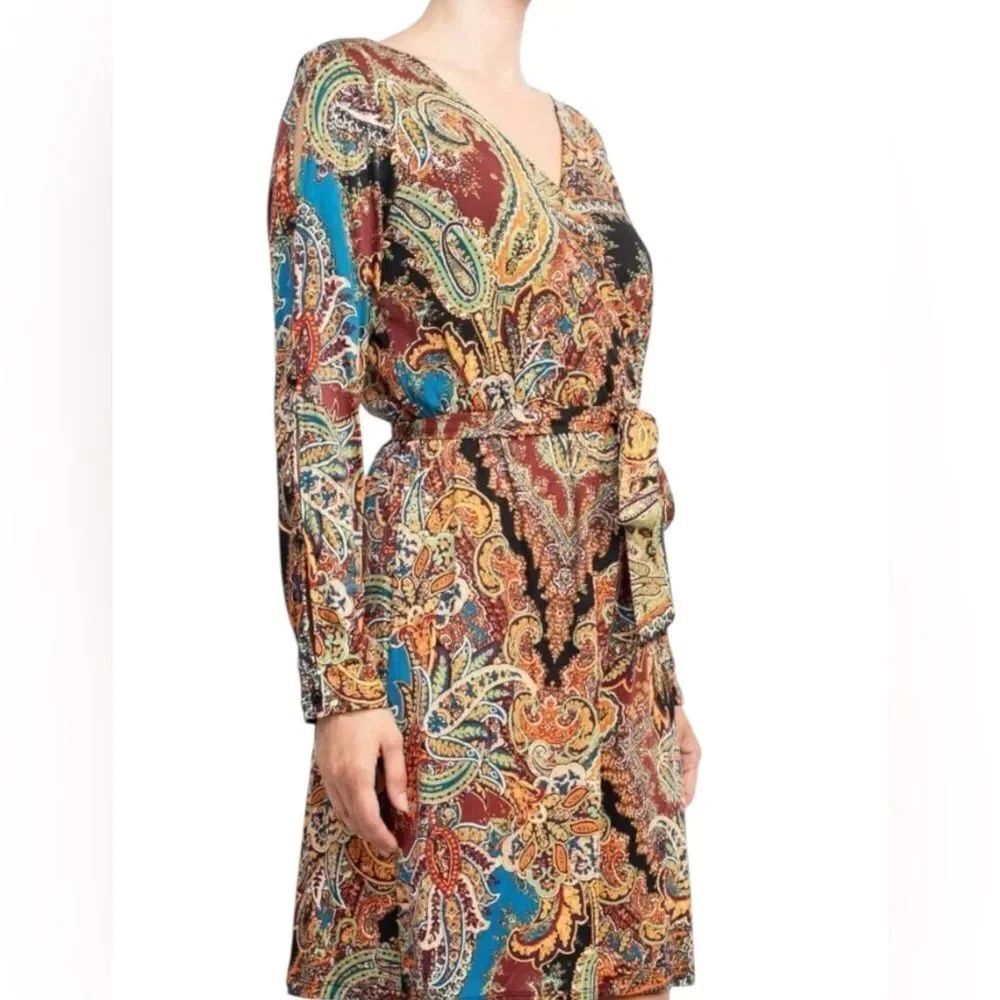 NWT Emma Michelle Multicolor Paisley Faux Wrap Bohemian Chic Spring Dress Sz XL